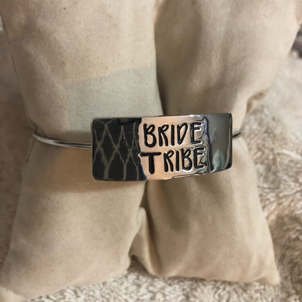 Silver plated adjustable bracelet - "Bride Tribe"